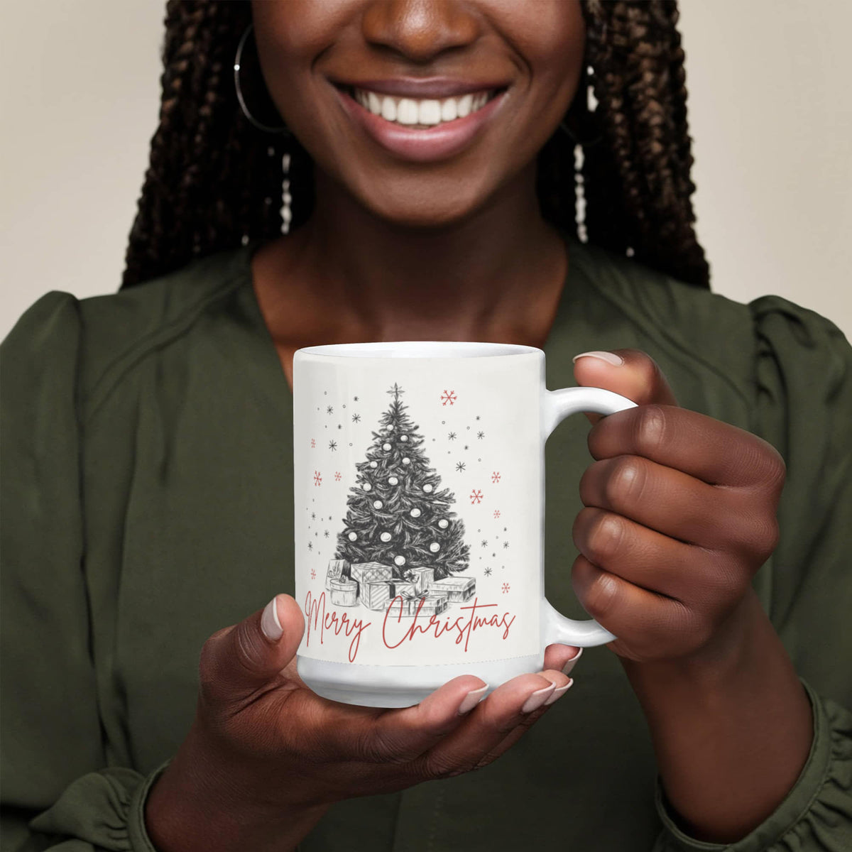 Ceramic Christmas Tree Coffee Mug - 15 Oz.