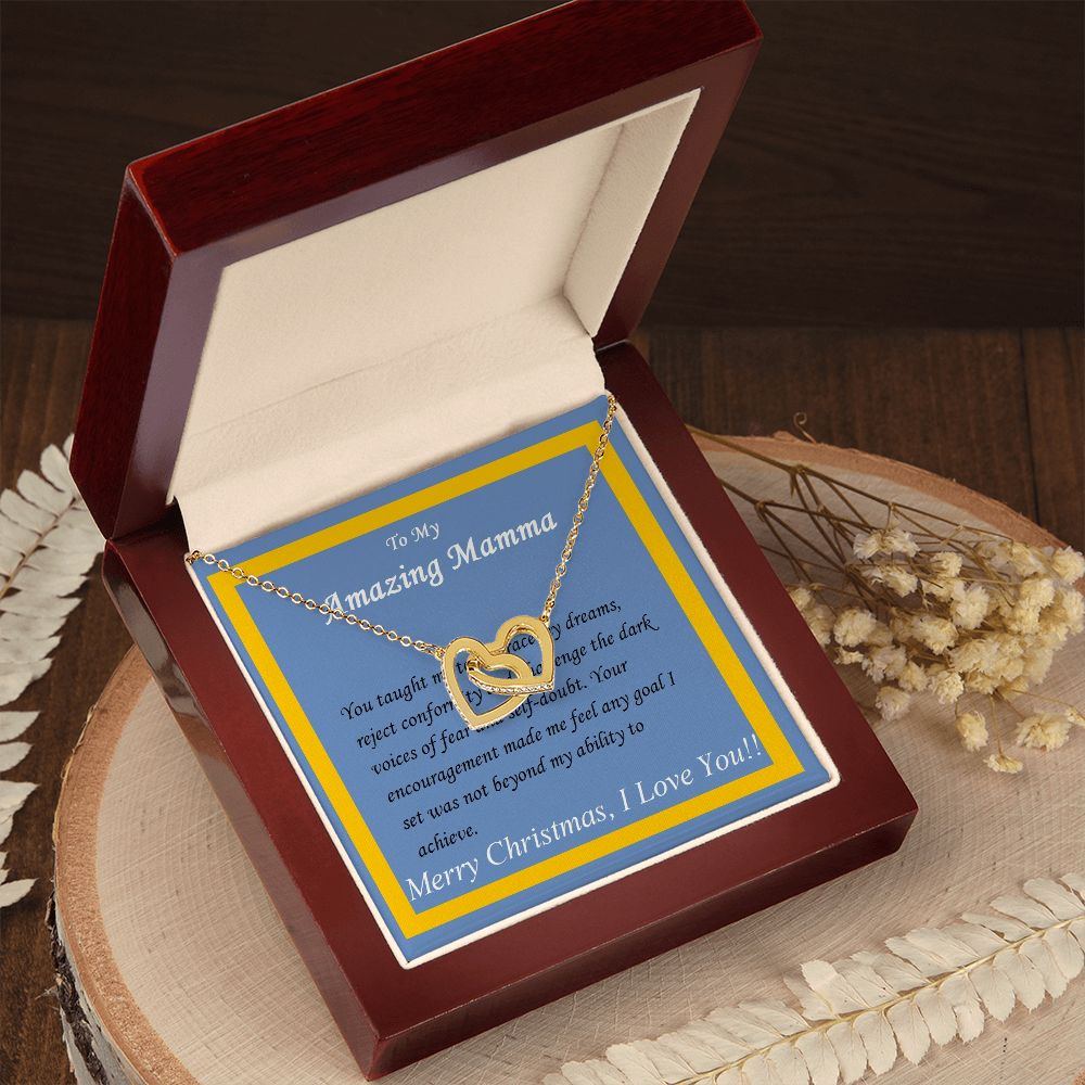 Interlocking Hearts Necklace, Custom Message Card