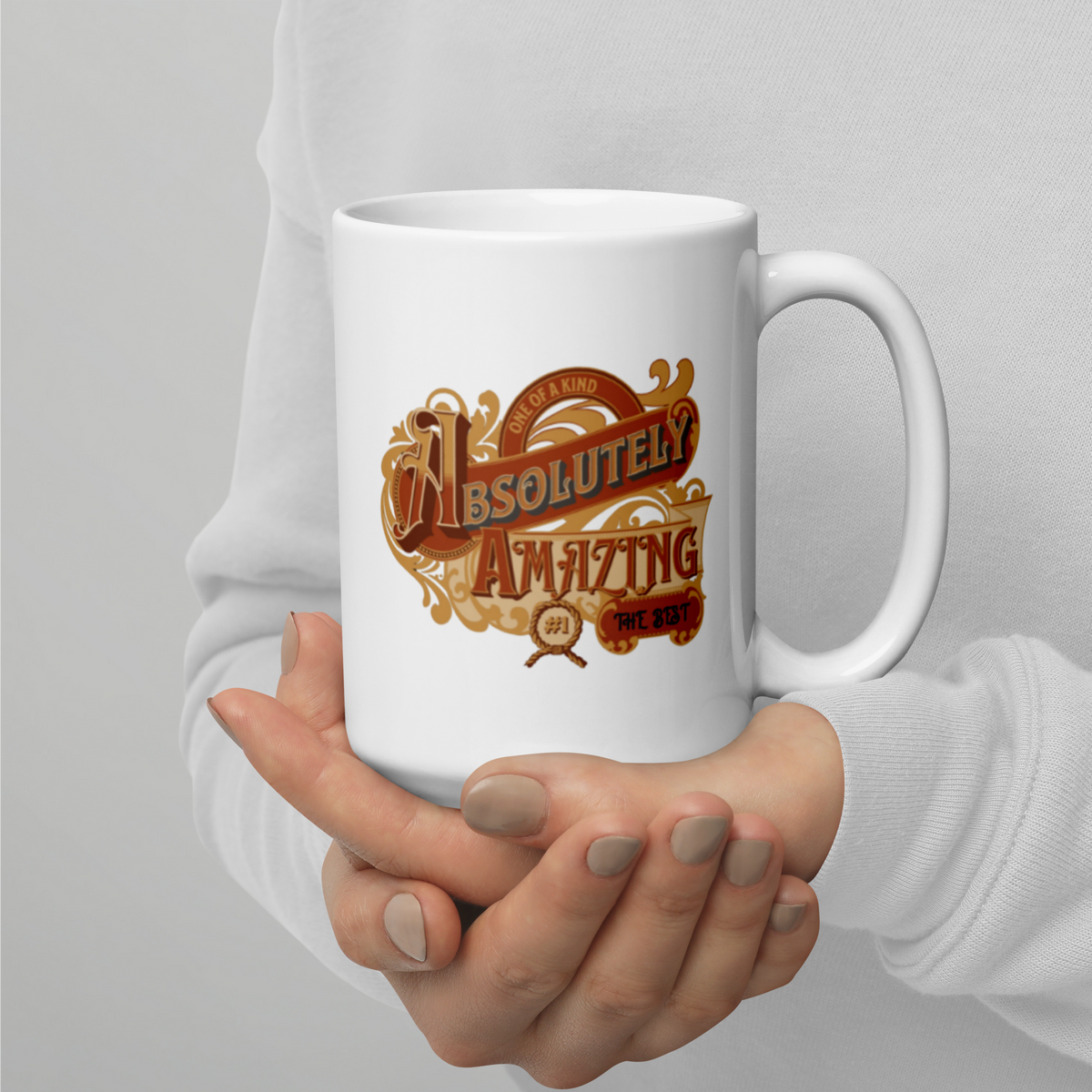Absolutely Amazing Glossy White Mug, For Mom, Dad, Grandmom, Boss, Brother, Sister