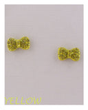 Bow earrings w/decorative rhinestones