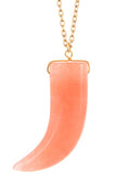 Elongated single horn pendant necklace