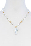 Chic Beaded And Cross Pendant Necklace