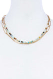 Double Layer Beaded And Chain Necklace