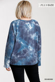 French Terry Tie-dye Raglan Long Sleeve Top With Raw Hem