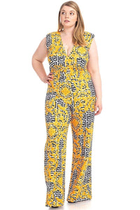 Greek Key Print Formal Jumpsuit