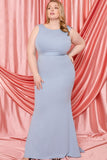 Ruffle Drapped Tail Plus Size Maxi Dress