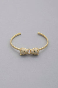 Double Leopard Head Metal Bangle Bracelet