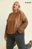 Novelty Knit And Solid Knit Mixed Loose Top