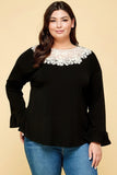 Plus Size Solid Long Sleeve Top