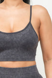 Washed Seamless Basic Tank Top And Shorts Set