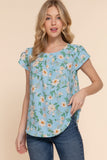 Short Tulip Slv Floral Print Woven Top