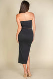 Solid Bodycon Split Hem Tube Dress