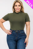 Plus Size Ribbed Short Sleeve Bodysuit