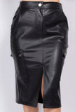 Faux Leather High-rise Cargo Skirt