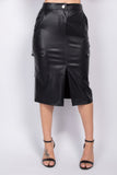 Faux Leather High-rise Cargo Skirt