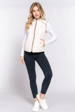 Suede Piping Quilted Padding Vest