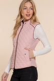 Suede Piping Quilted Padding Vest