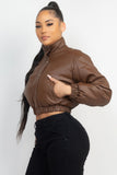 Snap Button Padded Crop Jacket