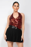 Surplice Halter Sequin Top