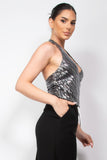 Surplice Halter Sequin Top