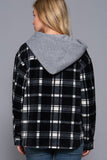 Plaid Print Hoodie Fleece Jacket