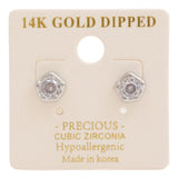 14k Gold Dipped Cz Stone Stud Earring