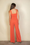 Notched neck cami jumpsuit