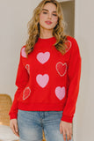 Heart Pattern With Pearl Embellished Sweatshirts