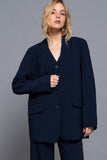 Long slv front button closure blazer