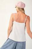 Laced textured poly woven camisole