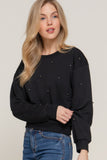 Long Slv Pearl Stud Detail Sweatshirt