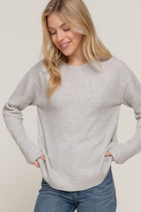 Long Slv Mock Neck Raised Seam Sweater