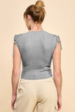 Ruching Shoulder Ribbed Top