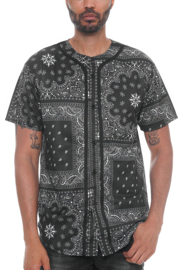 Bandana Print Baseball Jersey