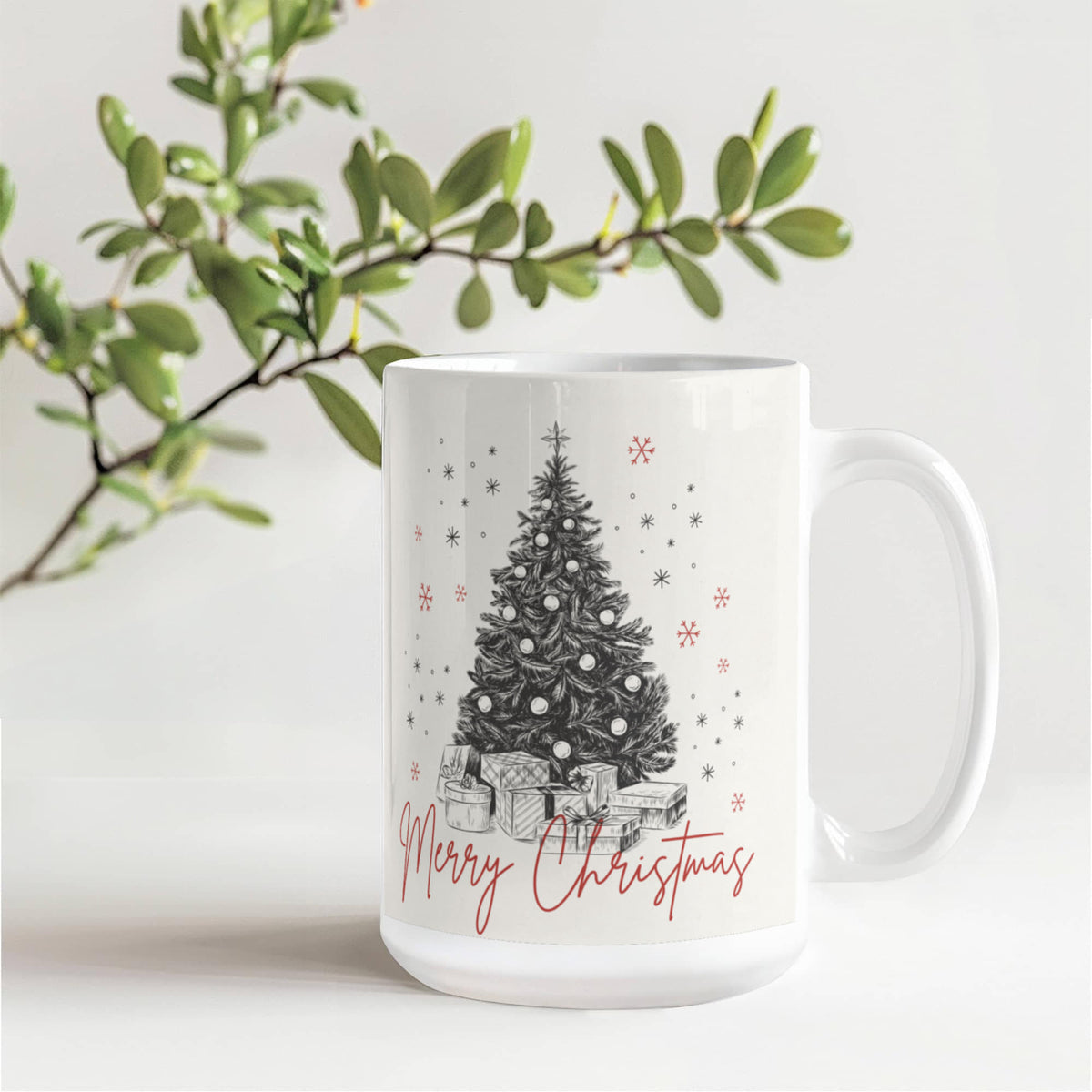 Ceramic Christmas Tree Coffee Mug - 15 Oz.