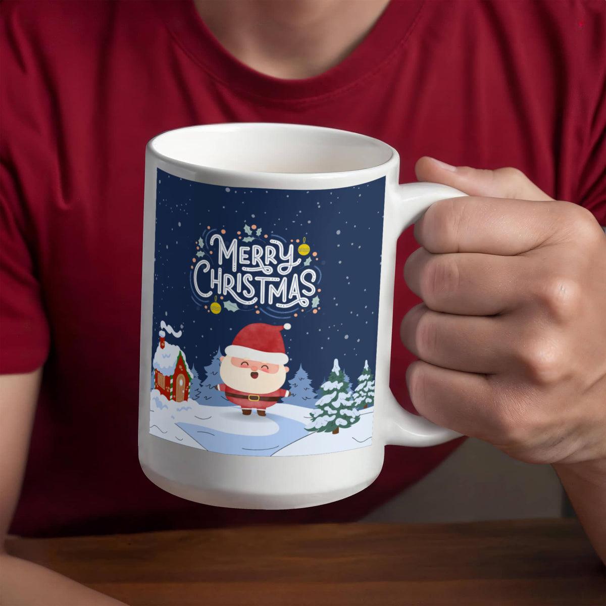 Snow Santa - Merry Christmas - 15 oz. Mug