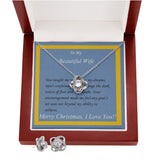 Love Knot Earring & Necklace Set, Custom Message Card