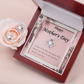 Love Knot Earring & Necklace Set, For Her, Mother, Daughter, Aunt, Mom on Mother's Day, with Message Card