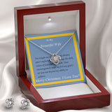 Love Knot Earring & Necklace Set, Custom Message Card