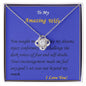 Love Knot Necklace, For Her, Custom Message Card