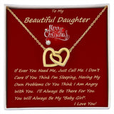 Interlocking Hearts Necklace, For Her, Daughter Gift, Christmas, Valentine's Day, Mother, Wife, Girlfriend, Custom Message Card