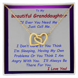Interlocking Hearts Necklace, For Her, Custom Message Card