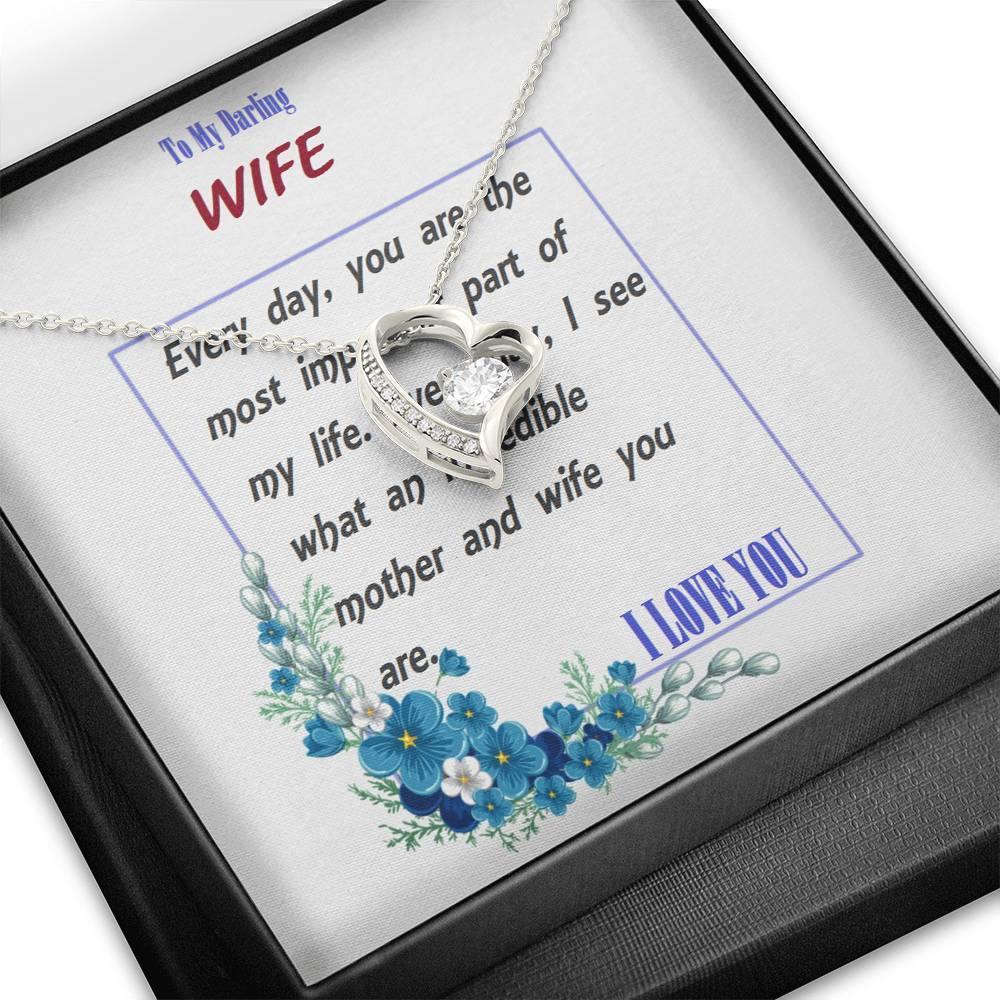Forever Love Necklace | To Wife Gift | Wife Christmas Jewelry | Love Her Keepsake | Soulmate Necklace | Wife Message Card | Meaningful Cards | Best Wife Ever - Gifts 4 Your Season