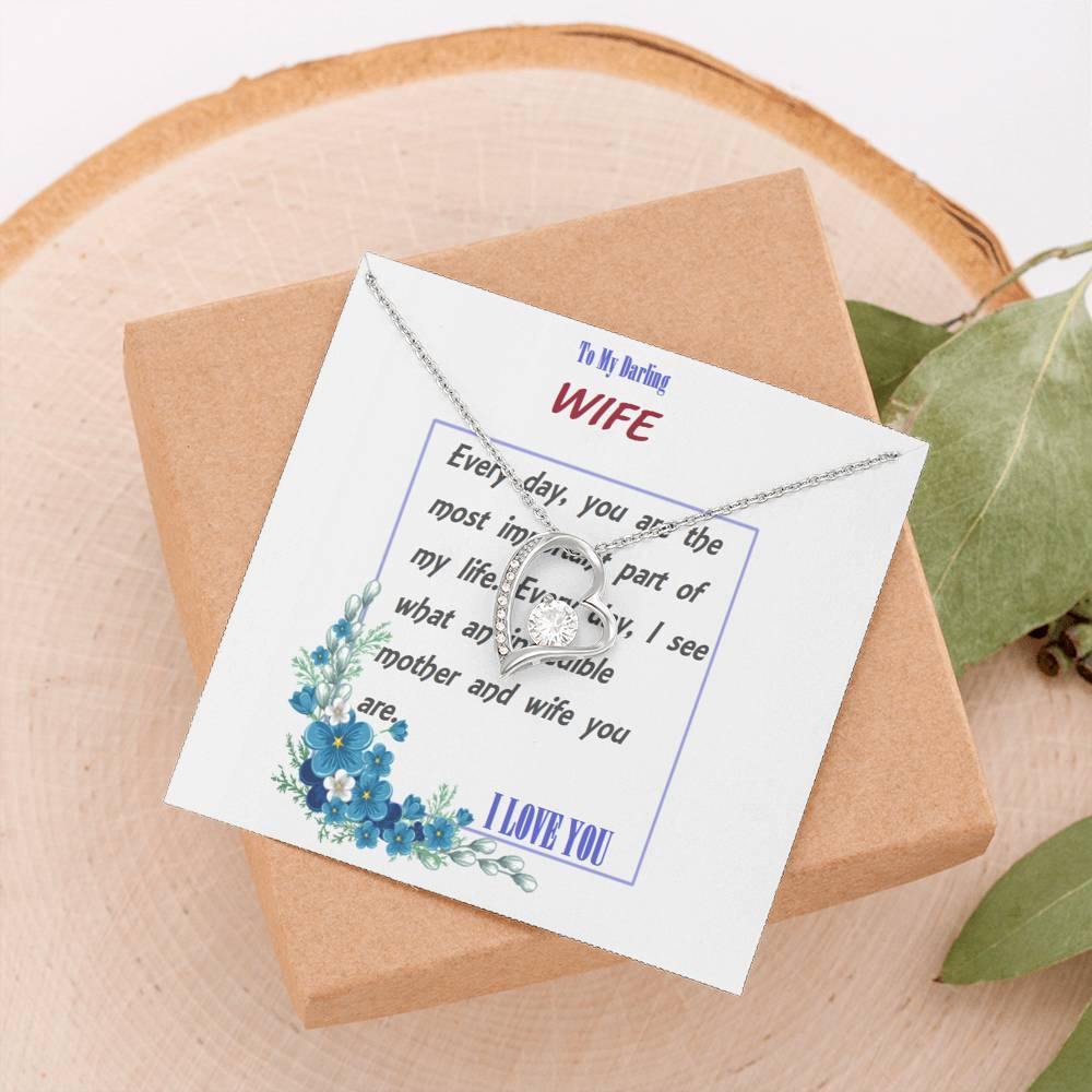 Forever Love Necklace | To Wife Gift | Wife Christmas Jewelry | Love Her Keepsake | Soulmate Necklace | Wife Message Card | Meaningful Cards | Best Wife Ever - Gifts 4 Your Season