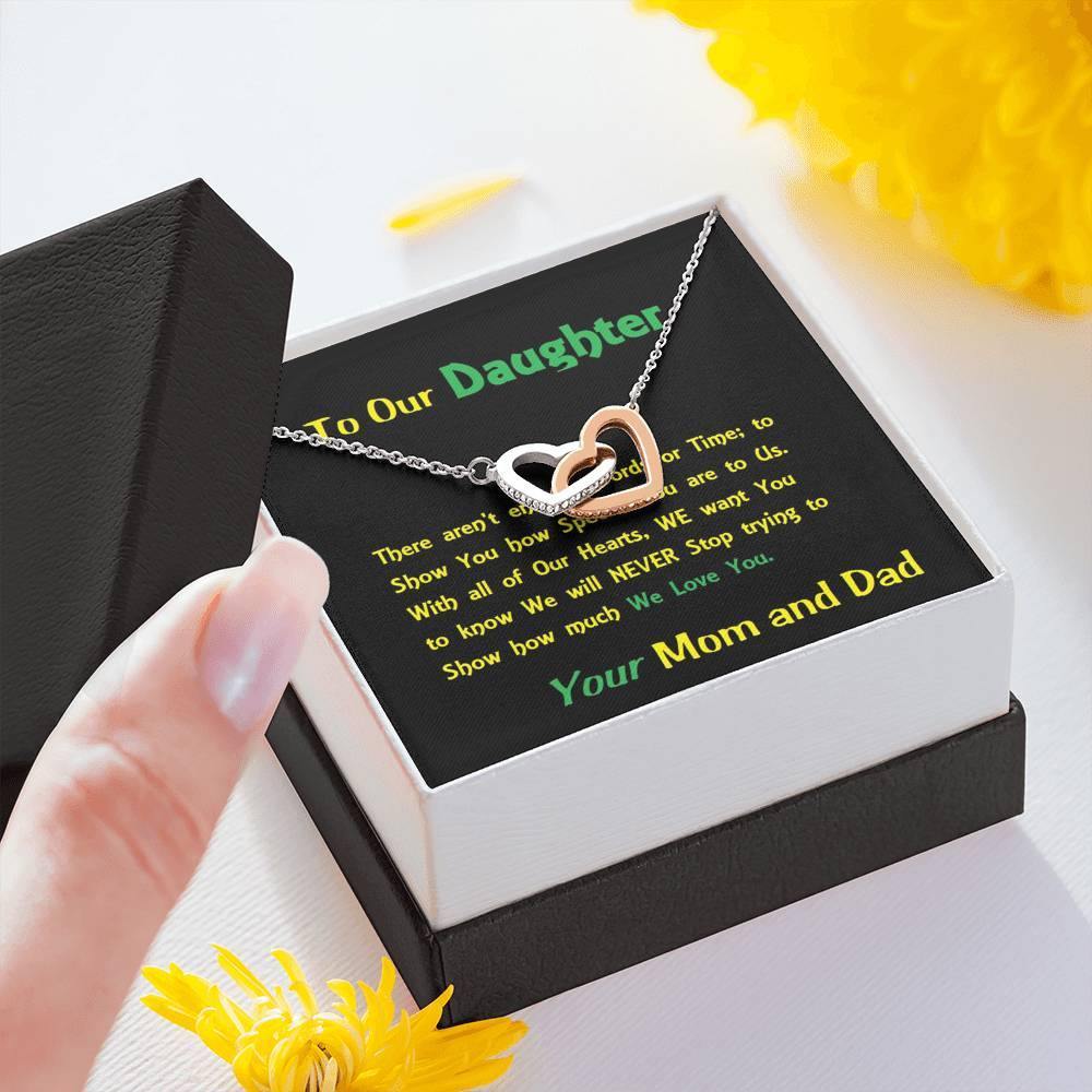 Two Interlocked Hearts, For Daughter, Gift For Our Daughter, Shineon Jewelry, Christmas Gift, Birthday Gift, Message Card Jewelry - Gifts 4 Your Season