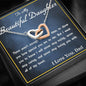 Two Hearts Embellished Necklace, From Dad, Daughter Necklace, for Christmas, Birthday, Custom Message Card