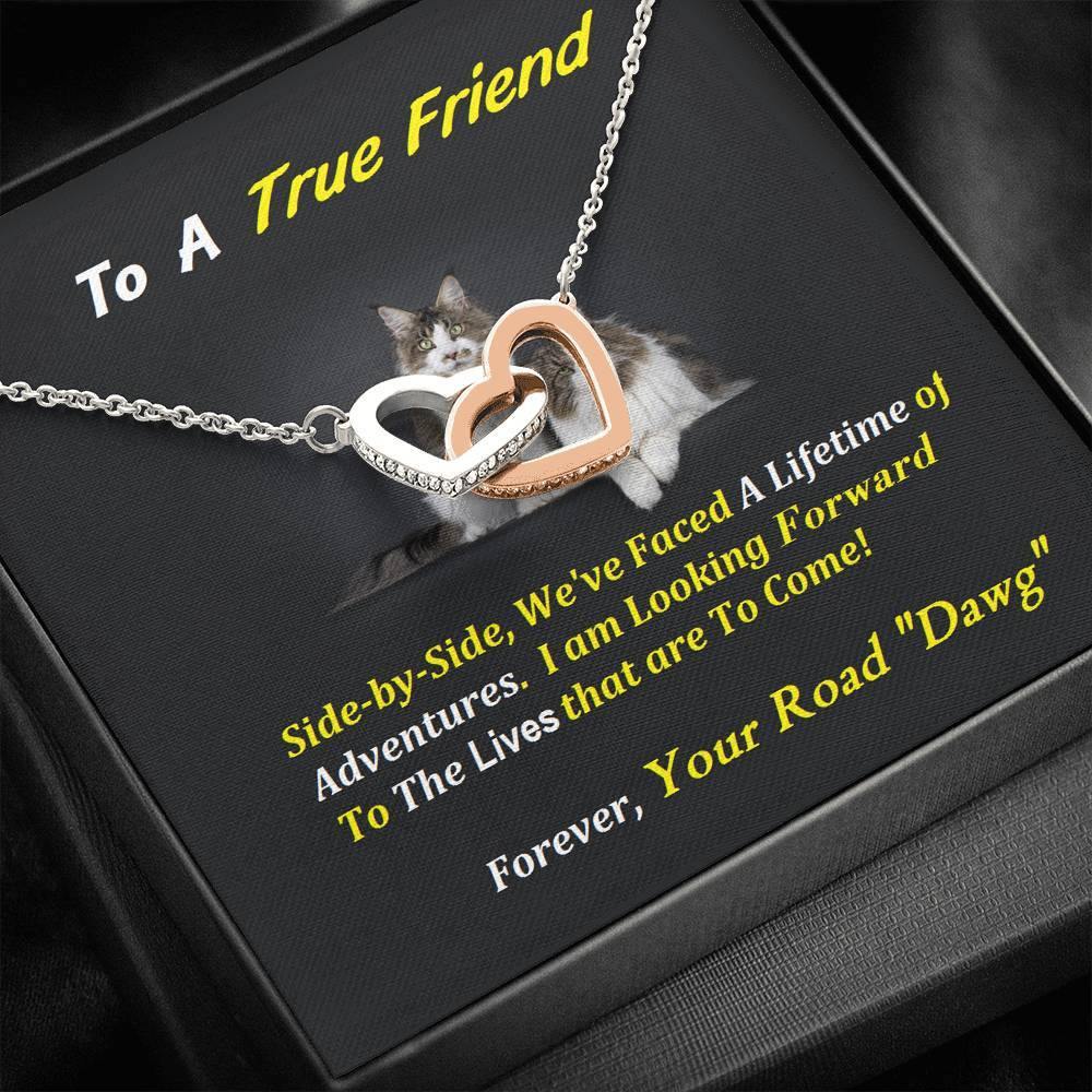 Two Interlocked Hearts  | To My True Friend Gift | Cat Lover Gift | Friend Christmas Jewelry | Love Keepsake | Friend Necklace | Friend Message Card | Meaningful Cards | Best Friend Ever - Gifts 4 Your Season
