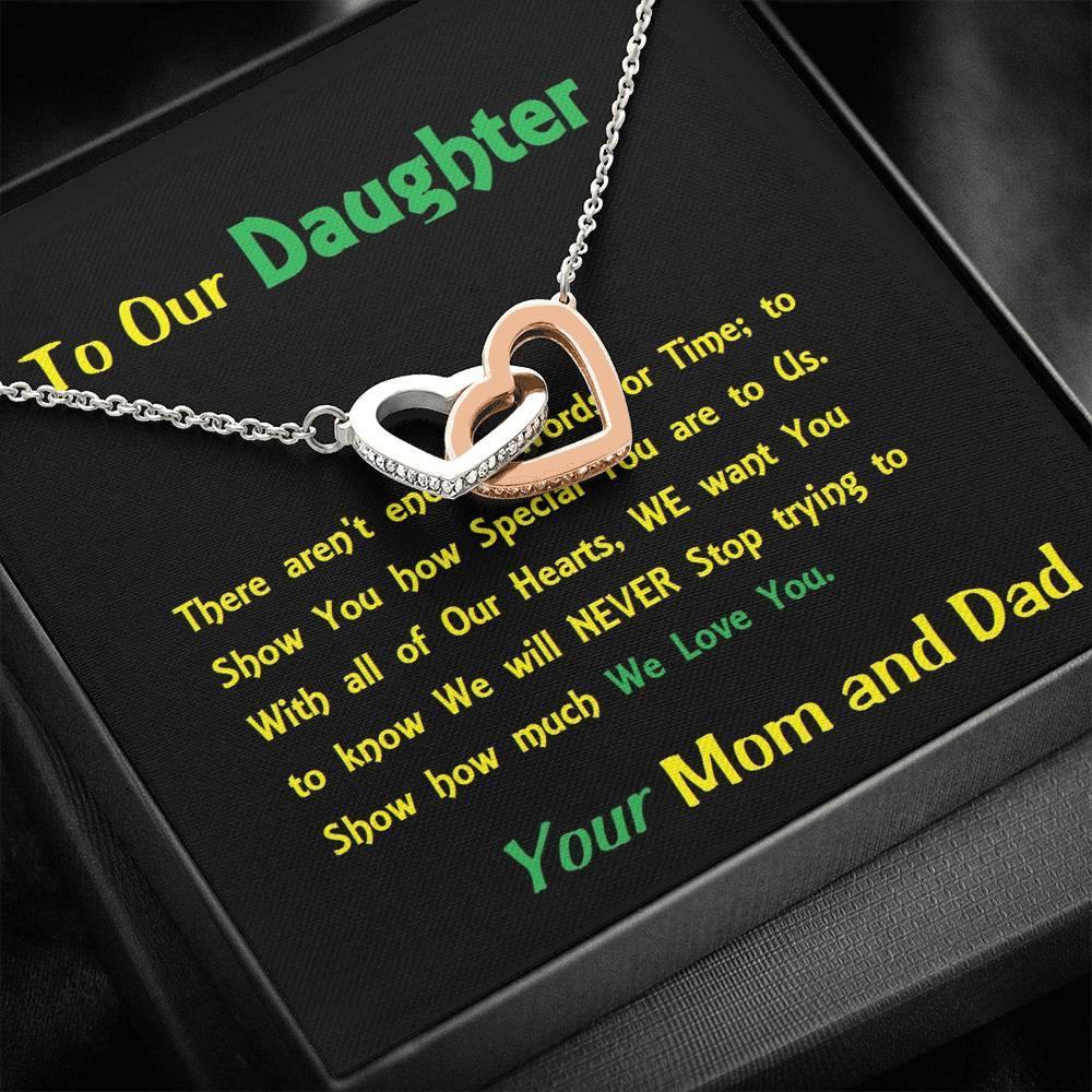 Two Interlocked Hearts, For Daughter, Gift For Our Daughter, Shineon Jewelry, Christmas Gift, Birthday Gift, Message Card Jewelry - Gifts 4 Your Season