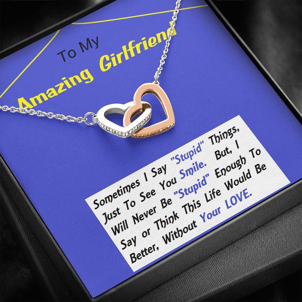 Two Embellished Hearts, To My Girlfriend, Necklace For Girlfriend, Girlfriend Jewelry, Girlfriend Gift, Anniversary Gift - Gifts 4 Your Season