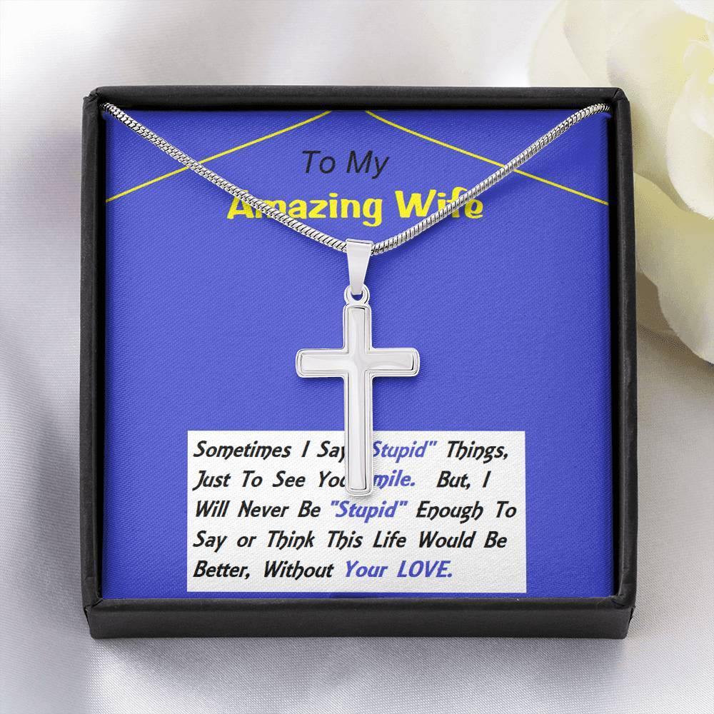 Stainless Steel Cross Necklace, Anniversary Gift For Wife, Birthday Gift For Wife, Gift For Wife, Necklace For Wife, Gift For Wife Birthday - Gifts 4 Your Season